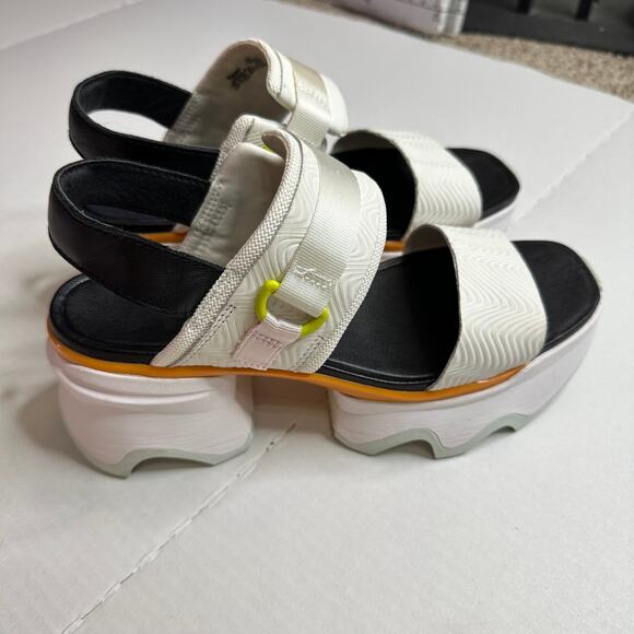 8.5 Sorel Kinetic Impact Slingback Wedge Sandals Black Sea Salt Platform Sporty - Picture 2 of 15